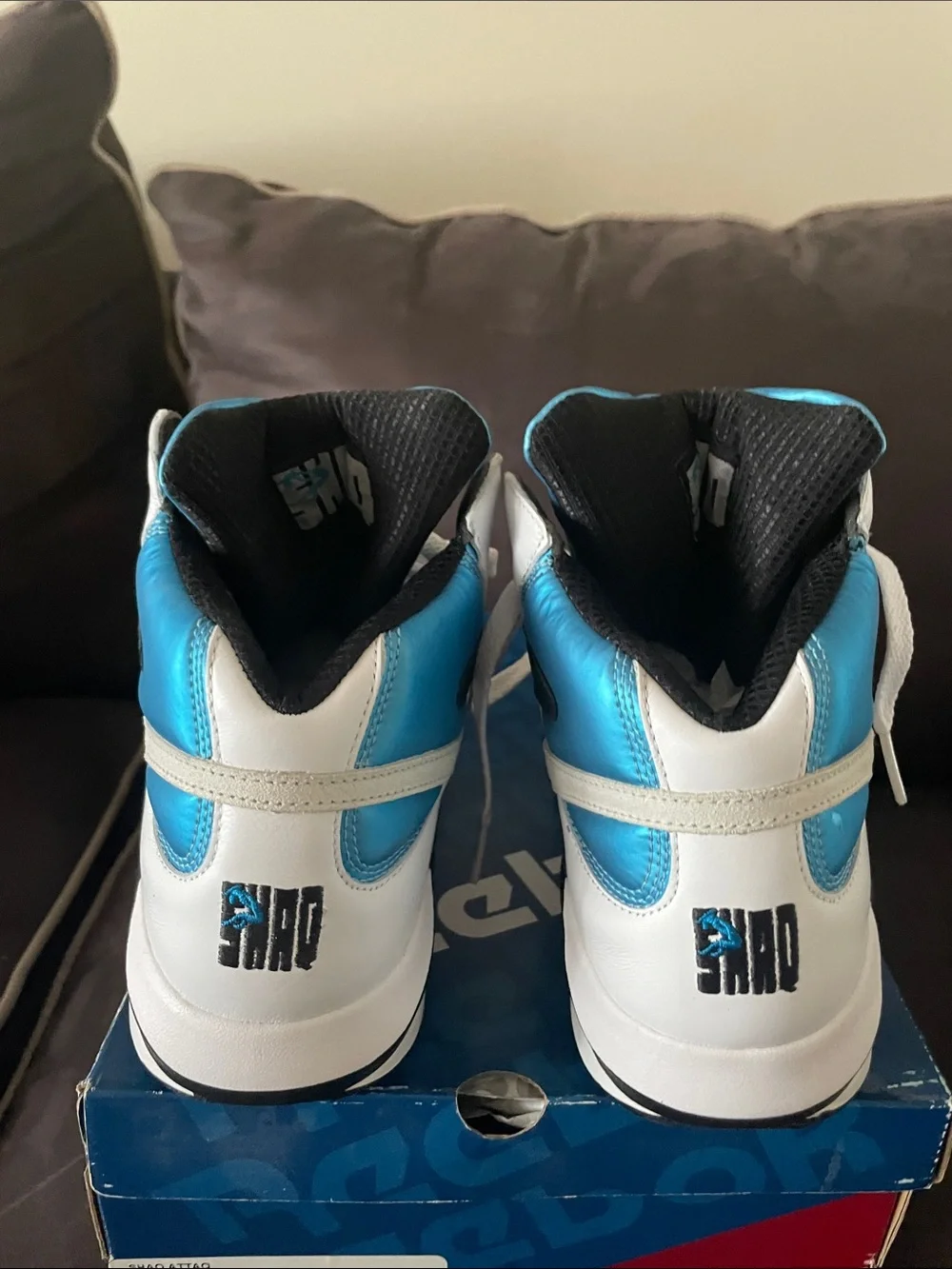 Reebok Men’s White Black Blue High-Top Sneakers